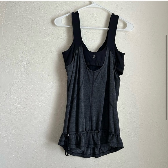 Lululemon Gray Black Run For Your Life Tank and Built In Bra Size 8 - Picture 3 of 5